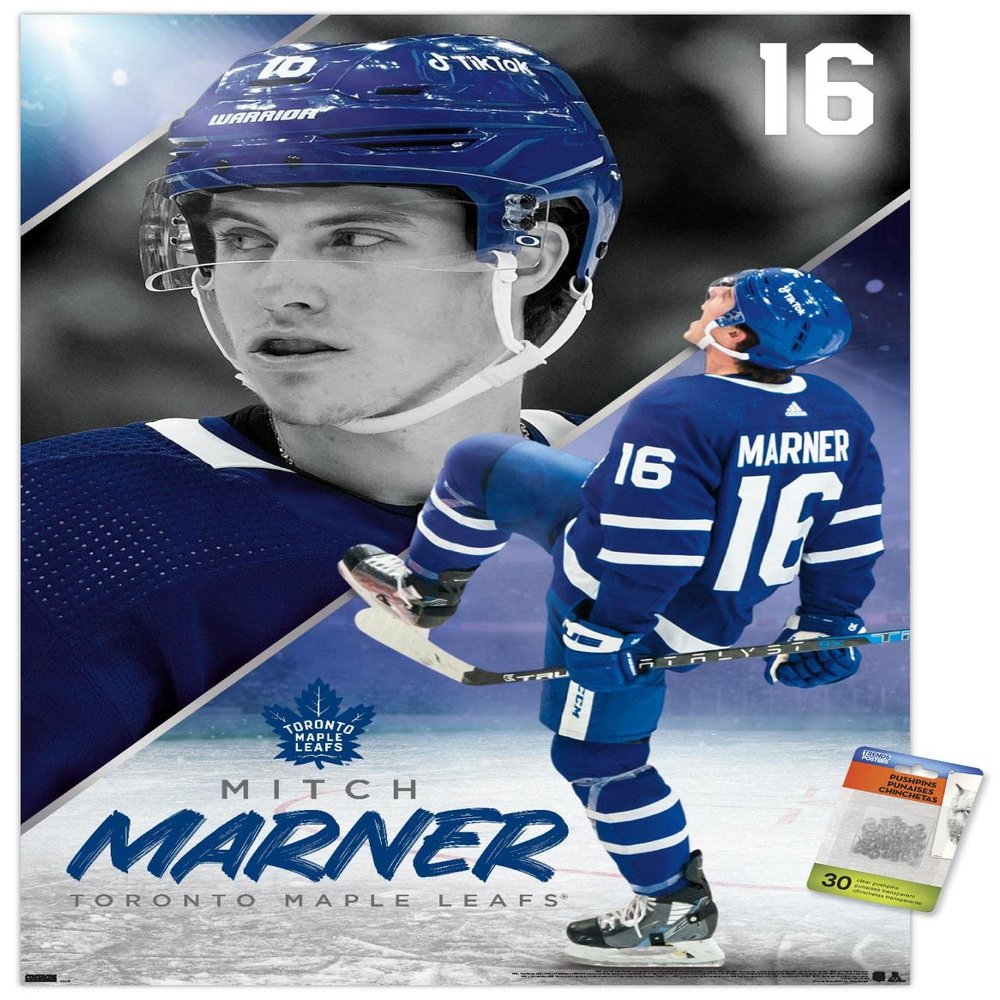 Trends International NHL Toronto Maple Leafs - Mitch Marner 22 Wall Poster, 22.375" x 34", Premium Poster & Push Pin Bundle