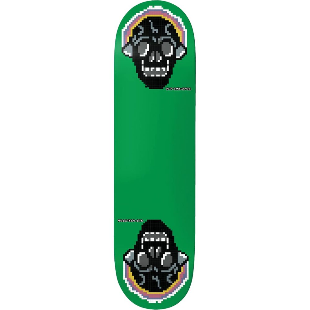 Call Me 917 Green Skull Skateboard Deck -8.0 Slick - (Bundled with Free 1'' Hardware Set)