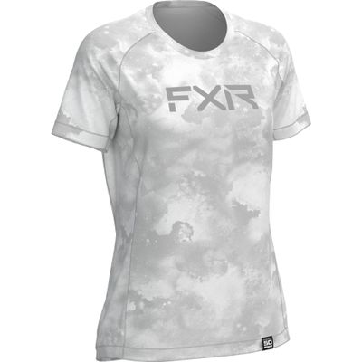 FXR Womens White-Grey Ink Attack UPF T-Shirt Tee Short Sleeve Vented Lightweight - Large