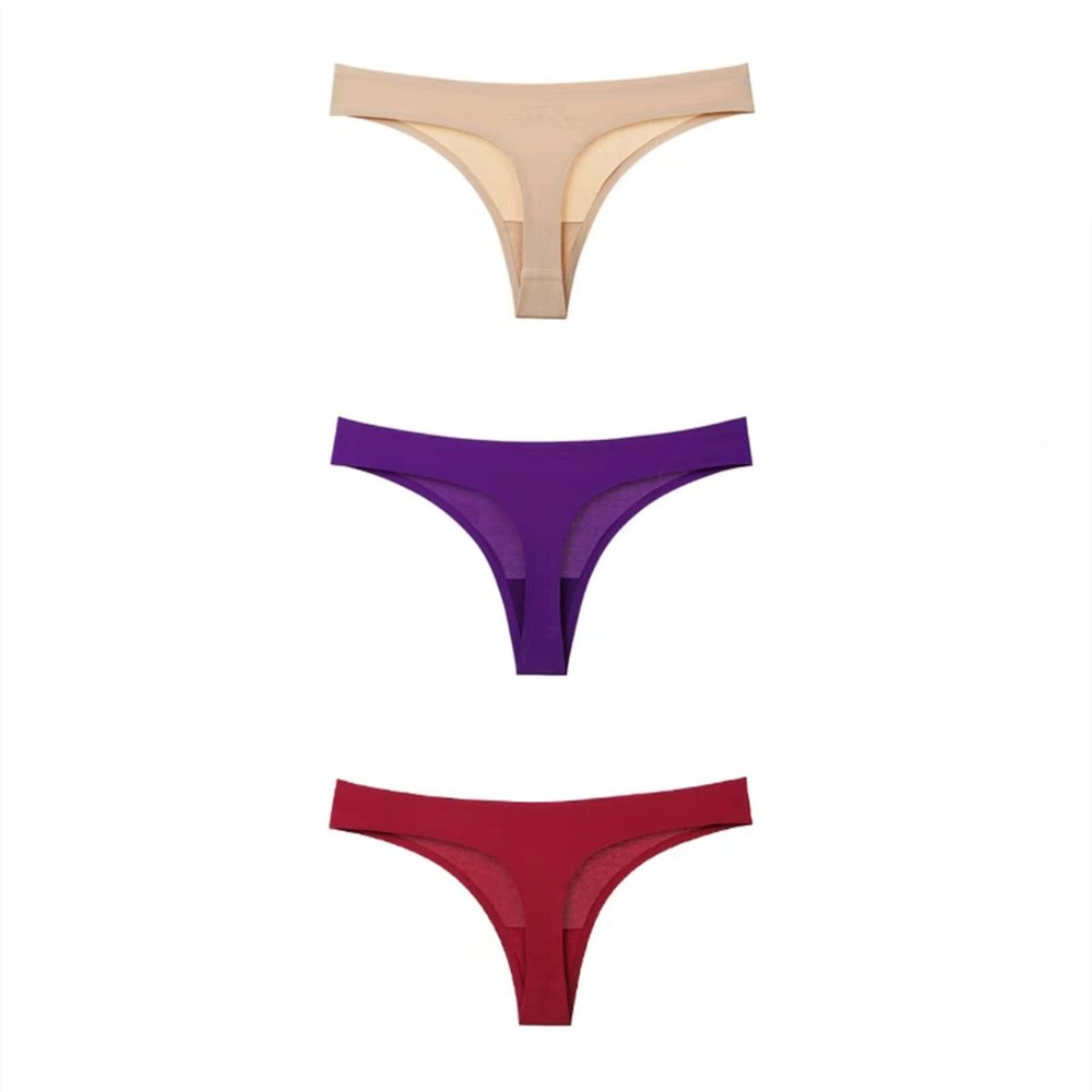 3PCS Cotton G-String Underwear Women Sexy Panties Low Waist Striped Print Female Sprot Lingerie (Color : Set 10, Size : XL (62.5-72.5KG))