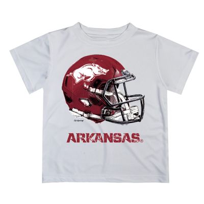Arkansas Razorbacks Original Dripping Football Helmet White T-Shirt