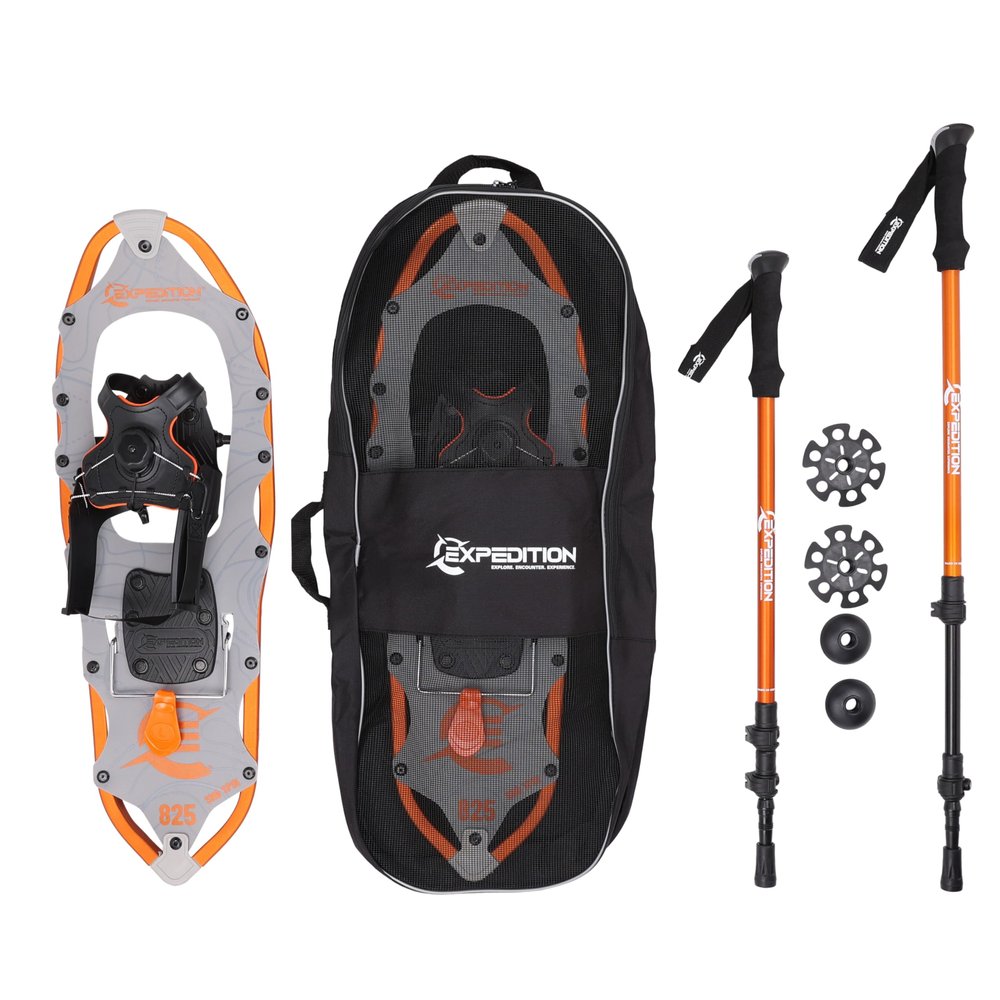Expedition SN Series Snowshoe Kit for Mountaineering and Snow Hiking - Perfect for Men and Women (Spin Binding, Size 825)