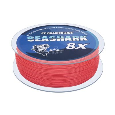 Seashark Braided Fishing Line Color Never Fade 8 Strands Super Strong PE Fishing Line (Red, 70lb 0.44mm-100m/109Yards)