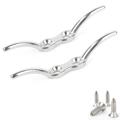 AMYSPORTS Marine Hardware Rope Cleat Steel Heavy Duty Rope Cleat Marine Stainless Deck Boat Cleat Mooring 2-1/2inch 4pcs