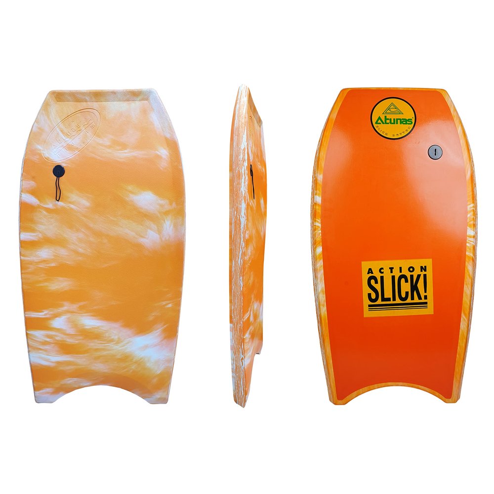 ATUNAS Body Boards, 33"-43" Bodyboard for Beach with Wrist Leash, Solid PE/EVA Closed-Cell Waterproof Foam, Surfing for Kids and Adults (Orange, 40 inch)