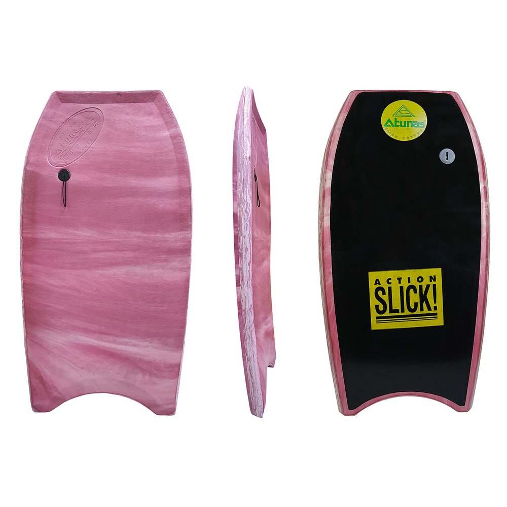 ATUNAS Body Boards, 33"-43" Bodyboard for Beach with Wrist Leash, Solid PE/EVA Closed-Cell Waterproof Foam, Surfing for Kids and Adults (Marble Pink, 40 inch)