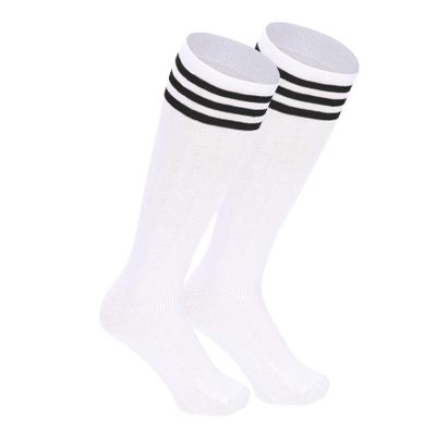 Century Star Kids Toddler Soccer Socks Girls Boys Cotton Long Socks Baseball Sock Youth Athletic Sock with Three Stripes 1 Pair White Black 6-9 Years