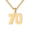Number Necklace for Men 0-99 Athletes Jersey Number Necklace Stainless Steel Chain 22+2 inch Personalized Number Charm Pendant Inspirational Jewelry Basketball Baseball Football Gift for Men(Gold70) view 1
