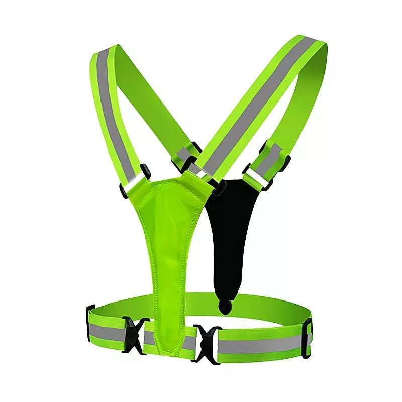 xmf LED Reflective Running Vest USB Rechargeable with 3 Light Modes High Visibility & Adjustable & Lightweight Elastic Safety Gear Accessories for Running Walking (Fluorescent Green)