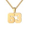 Number Necklace for Men 0-99 Athletes Jersey Number Necklace Stainless Steel Chain 22+2 inch Personalized Number Charm Pendant Inspirational Jewelry Basketball Baseball Football Gift for Men(Gold63) view 1