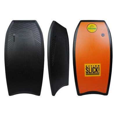 ATUNAS Body Boards, 33"-43" Bodyboard for Beach with Wrist Leash, Solid PE/EVA Closed-Cell Waterproof Foam, Surfing for Kids and Adults (Black/Orange, 43 inch)