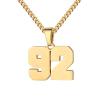 Number Necklace for Men 0-99 Athletes Jersey Number Necklace Stainless Steel Chain 22+2 inch Personalized Number Charm Pendant Inspirational Jewelry Basketball Baseball Football Gift for Men(Gold92) view 1