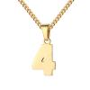 Number Necklace for Men 0-99 Athletes Jersey Number Necklace Stainless Steel Chain 22+2 inch Personalized Number Charm Pendant Inspirational Jewelry Basketball Baseball Football Gift for Men(Gold4) view 1