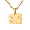 Number Necklace for Men 0-99 Athletes Jersey Number Necklace Stainless Steel Chain 22+2 inch Personalized Number Charm Pendant Inspirational Jewelry Basketball Baseball Football Gift for Men(Gold96) view 1
