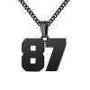 Number Necklace for Men 0-99 Athletes Jersey Number Necklace Stainless Steel Chain 22+2 inch Personalized Number Charm Pendant Inspirational Jewelry Basketball Baseball Football Gift for Men(Black87) view 1