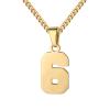 Number Necklace for Men 0-99 Athletes Jersey Number Necklace Stainless Steel Chain 22+2 inch Personalized Number Charm Pendant Inspirational Jewelry Basketball Baseball Football Gift for Men(Gold6) view 1