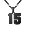 Number Necklace for Men 0-99 Athletes Jersey Number Necklace Stainless Steel Chain 22+2 inch Personalized Number Charm Pendant Inspirational Jewelry Basketball Baseball Football Gift for Men(Black15) view 1