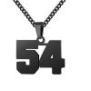 Number Necklace for Men 0-99 Athletes Jersey Number Necklace Stainless Steel Chain 22+2 inch Personalized Number Charm Pendant Inspirational Jewelry Basketball Baseball Football Gift for Men(Black54) view 1