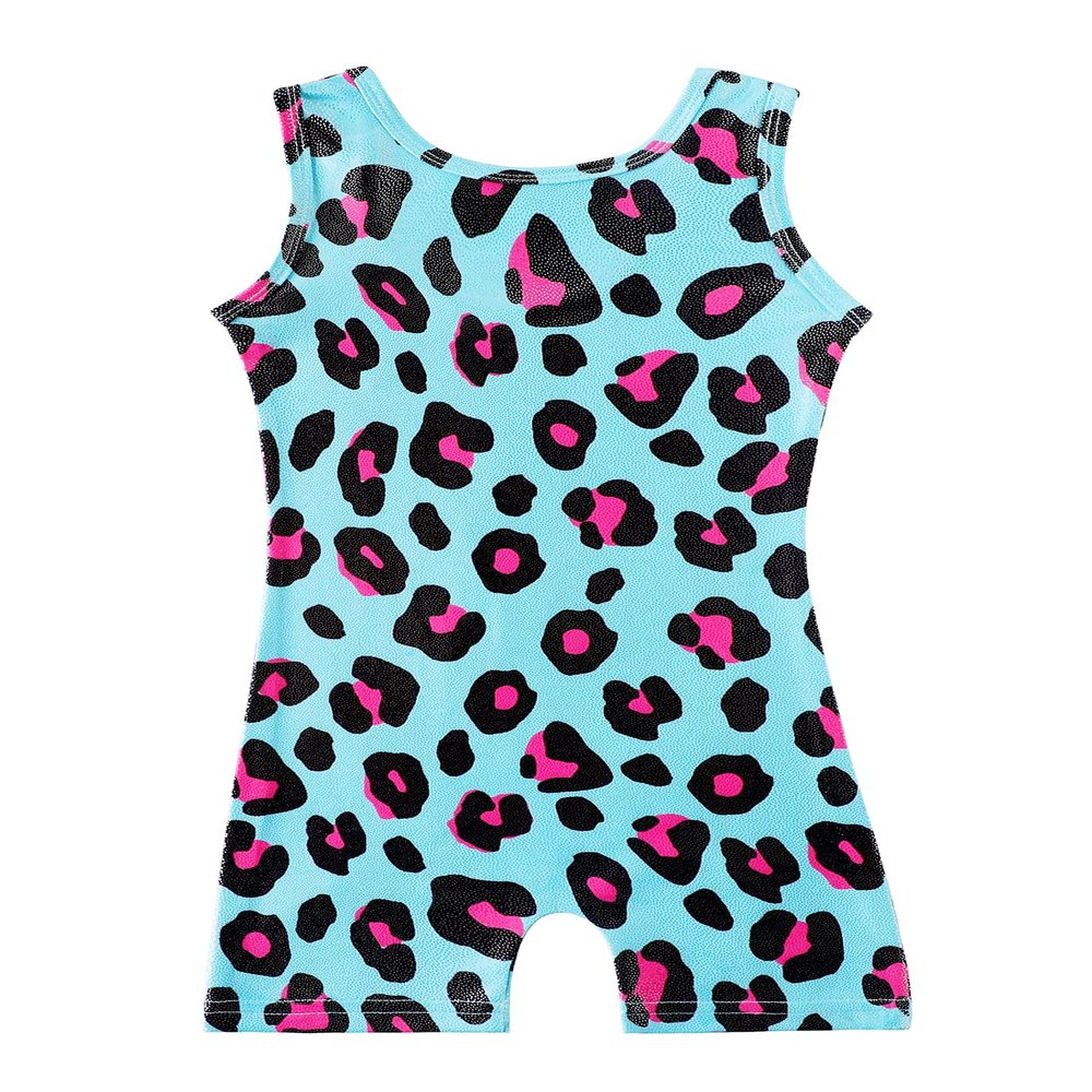 HOZIY Gymnastics Leotards With Shorts for Toddlers Girls 2t 3t 18-24 Months Aqua Blue Green Pink Leopard Dance Apparel Outfits Clothing Sparkle Biketard Bike Shorts