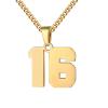 Number Necklace for Men 0-99 Athletes Jersey Number Necklace Stainless Steel Chain 22+2 inch Personalized Number Charm Pendant Inspirational Jewelry Basketball Baseball Football Gift for Men(Gold16) view 1