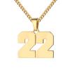 Number Necklace for Men 0-99 Athletes Jersey Number Necklace Stainless Steel Chain 22+2 inch Personalized Number Charm Pendant Inspirational Jewelry Basketball Baseball Football Gift for Men(Gold22) view 1