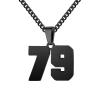 Number Necklace for Men 0-99 Athletes Jersey Number Necklace Stainless Steel Chain 22+2 inch Personalized Number Charm Pendant Inspirational Jewelry Basketball Baseball Football Gift for Men(Black79) view 1