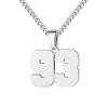 Number Necklace for Men 0-99 Athletes Jersey Number Necklace Stainless Steel Chain 22+2 inch Personalized Number Charm Pendant Inspirational Jewelry Basketball Baseball Football Gift for Men(Silver93) view 1