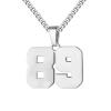 Number Necklace for Men 0-99 Athletes Jersey Number Necklace Stainless Steel Chain 22+2 inch Personalized Number Charm Pendant Inspirational Jewelry Basketball Baseball Football Gift for Men(Silver89) view 1