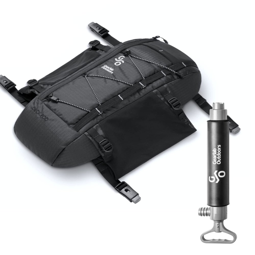 Gearlab Semi Deck Bundle - Deck Pod 2 & Kayak Bilge Pump (Kayak Deck Bag Deckhand System, Holds Paddle Float, Bilge Pump)