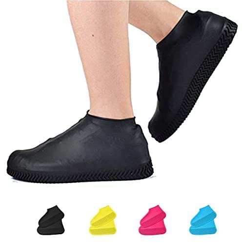 VBoo Waterproof Shoe Covers, Non-Slip Water Resistant Overshoes Silicone Rubber Rain Shoe Cover Outdoor cycling Protectors apply to Men, Women, Kids (X-Large, Black)