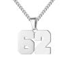 Number Necklace for Men 0-99 Athletes Jersey Number Necklace Stainless Steel Chain 22+2 inch Personalized Number Charm Pendant Inspirational Jewelry Basketball Baseball Football Gift for Men(Silver62) view 1