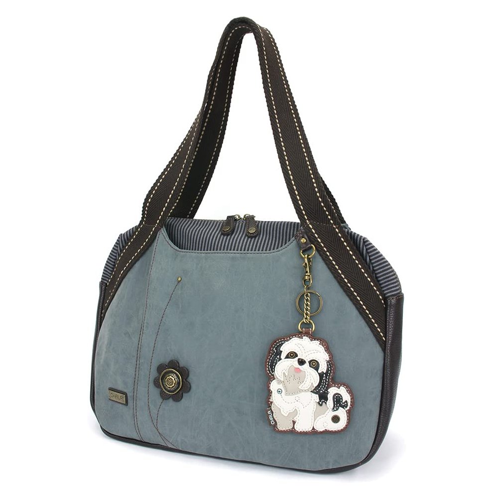 CHALA Bowling Bag - White Shih Tzu - Indigo