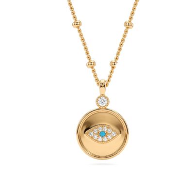 BENEIGE Evil Eye Necklace,14K Gold Plated Coin Turquoise Cute Dainty Handmade Everyday Necklace for Women Minimalist Jewelry