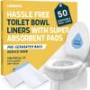 Lunderg Toilet Liners with Lemon Scented Super Absorbent Pads - Value Pack 50 Count Universal Fit - Disposable Toilet Bags - Convert any Home, Boat or Camping WC into a Dry Flush - Emergency must have view 1