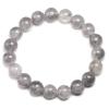 HZLXF1 10mm 8mm 6mm Natural Gray Quartz Gem Stone Round Beads Handmade Elastic Men Women Bracelet (Panjang : 25cm 9.8inch, Warna Batu Permata : Beads 8mm)
