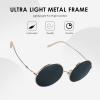 2 Pack Vintage Round Sunglasses for Men and Women UV400 Protection Outdoor Shades with Rose Gold+Rose Gold +0.50 Magnification Frame view 3