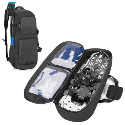 DSLEAF Snow Shoes Bag for 19-25 Snowshoes, Snowshoes Backpack with Pockets for A Pair of Poles and Other Accessories, Easy to Carry with Shoulder Strap and Handle, Bag Only