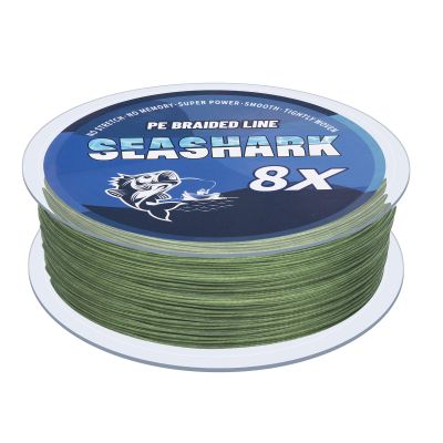 Seashark Braided Fishing Line Color Never Fade 8 Strands Super Strong PE Fishing Line (Dark Army Green, 6lb 0.10mm-100m/109Yards)