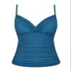 coastal rose Plus Size Swim Tops for Women V Neck Ruched Bathing Suit Tankini Tops Wrap Swimwear US18 Aquamarine Blue view 1