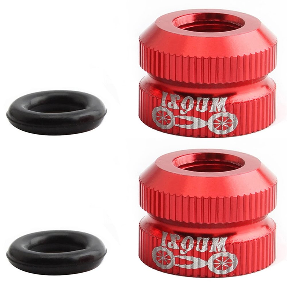 2 Packs Bike Vacuum Tire Presta Valve Nut Bicycle Inner Tube Valve Nuts with Sealed O Rings for Mountain Road Bikes Accessories Cycling Parts (Red)