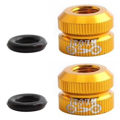 2 Packs Bike Vacuum Tire Presta Valve Nut Bicycle Inner Tube Valve Nuts with Sealed O Rings for Mountain Road Bikes Accessories Cycling Parts (Golden)