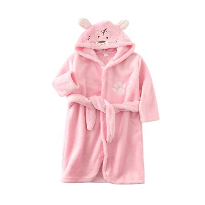 SZZY Toddler Flannel leepwear Cartoon Hooded Bathrobes Boys ajamas Warm Girls Baby Kids Boys ajamas (Pink, 3-4 Years)