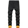 Men's Thermal Fleece Lined Jeans Slim Fit Thicken Stretch Warm Denim Pants Winter Skinny Straight Leg Jean Trousers (Black,38) view 2