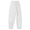 DGHM-JLMY Women's Summer Loose Casual Pants Linen Cropped Harem Pants Tapered Cropped Fashion Solid Elastic Waist Trousers (White,Small,5,OZ) view 1