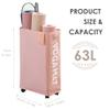 Caroeas Yoga Mat Storage Rack, 27 inches X-Large Yoga Mat Holder Accessories, Home Gym Equipment Storage Yoga Mats, Women Men Workout Equipment Organization with 4 Wheels, Pink view 2