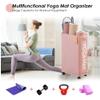 Caroeas Yoga Mat Storage Rack, 27 inches X-Large Yoga Mat Holder Accessories, Home Gym Equipment Storage Yoga Mats, Women Men Workout Equipment Organization with 4 Wheels, Pink view 3