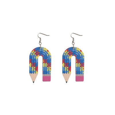 3 Pairs Teacher Pencil Dangle Earrings Colorful Leopard Print Pencil Shape Acrylic Earrings Funny Holiday School Students Back to School Jewelry Gifts for Teacher Appreciation