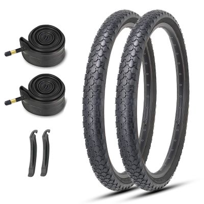 MOHEGIA 26 Inch Cruiser Bike Tires Replacement Set with 2 Pack 26x2.125 Inch Folding Bicycle Tires,Tubes and Tire Levers for Beach Cruiser City Bikes/Black