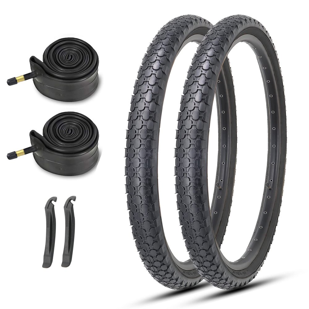 MOHEGIA 26 Inch Cruiser Bike Tires Replacement Set with 2 Pack 26x2.125 Inch Folding Bicycle Tires,Tubes and Tire Levers for Beach Cruiser City Bikes/Black