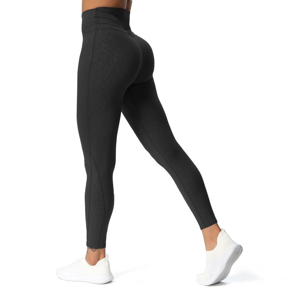 Aoxjox High Waisted Workout Leggings for Women Trinity Yoga Pants 26.5" (Black Leopard Print, 3X-Large)